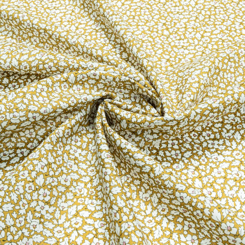 White Floral 'Feather Meadow' Cotton Tana Lawn