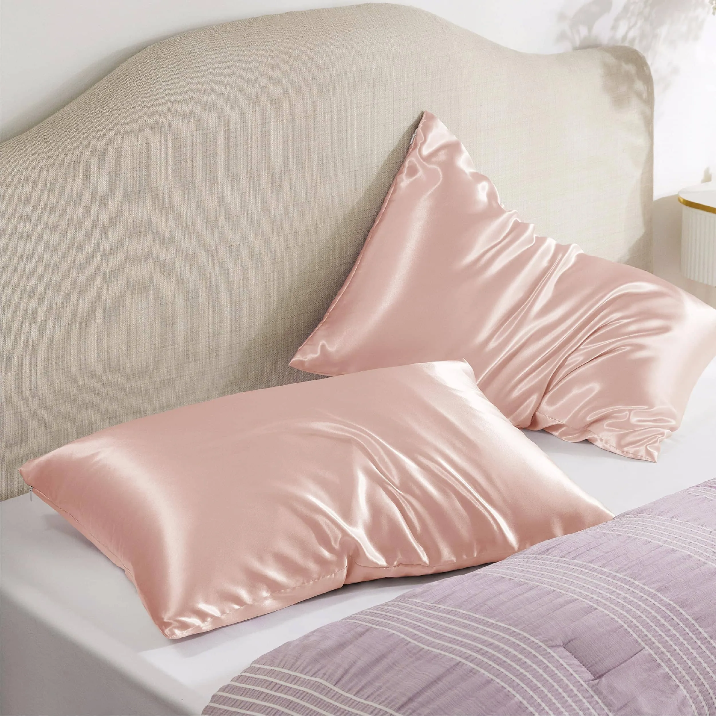 Zipper Closure Satin Pillowcases